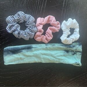 ✅ Set of 3 Hair Scrunchies and Tie-Dye Headband